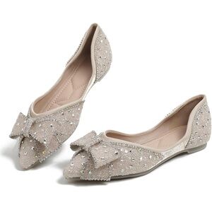 NWOB Rhinestone Bow Flats